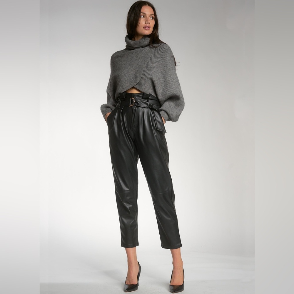 NWT Elan Paper Bag Waist Vegan Leather Pants